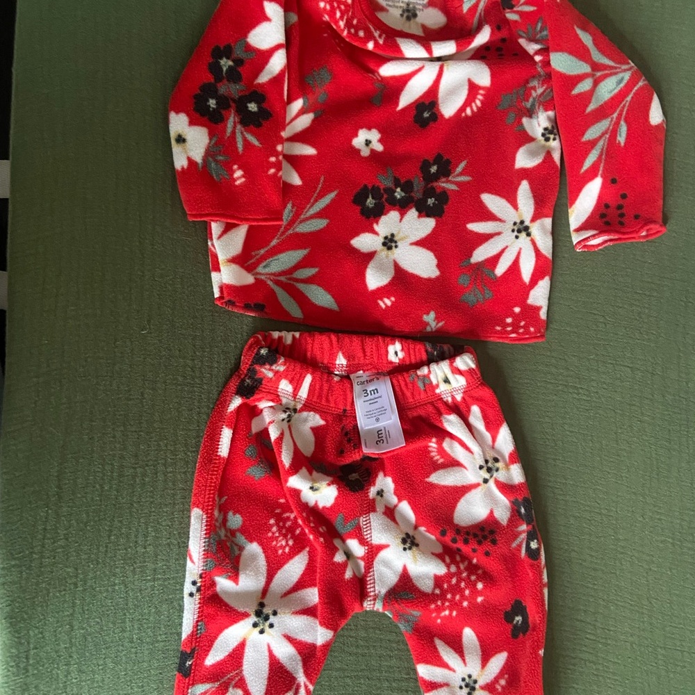 Carter’s Holiday Red Floral Baby Outfit, 3 months